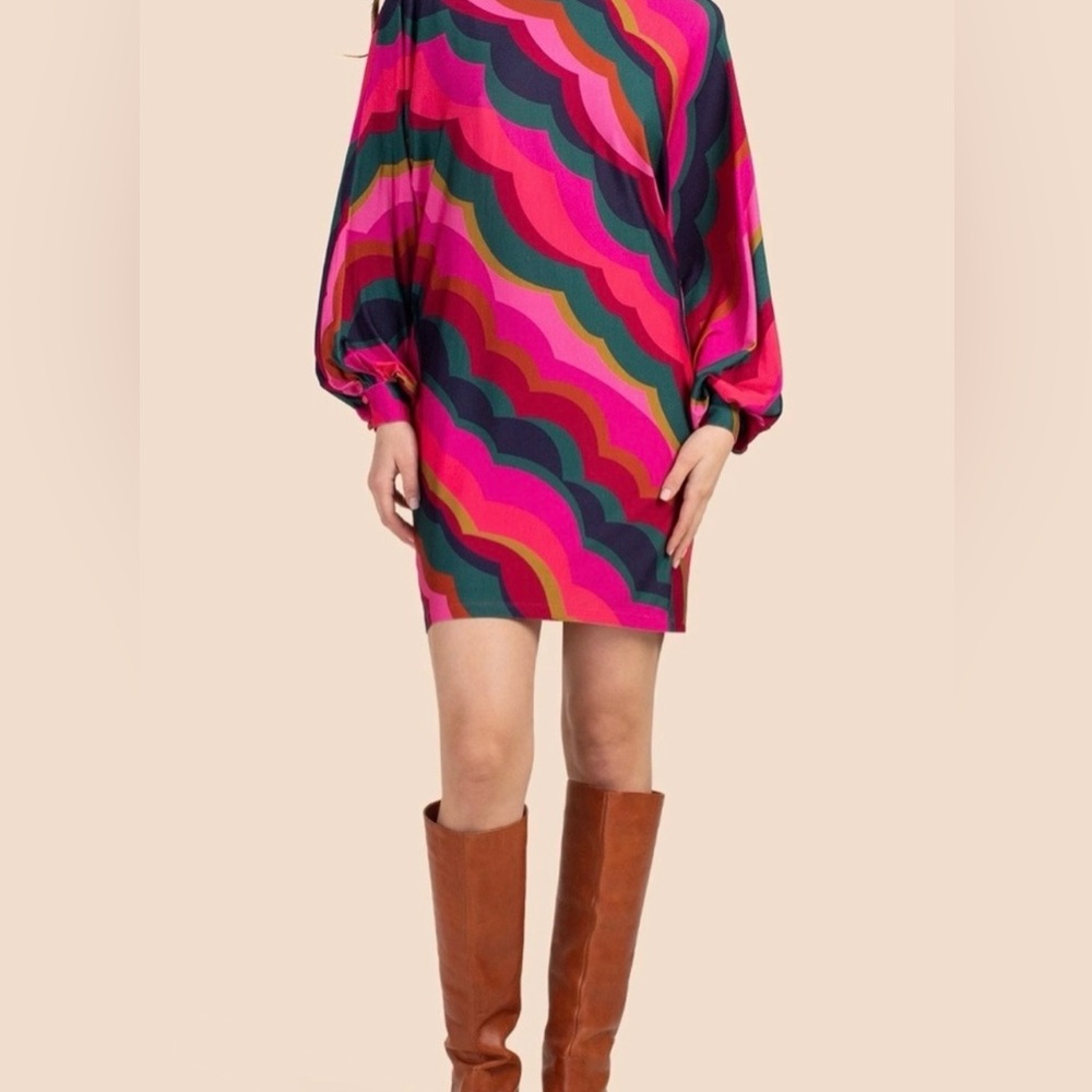 Trina Turk Multicolor Wave Pattern Dress